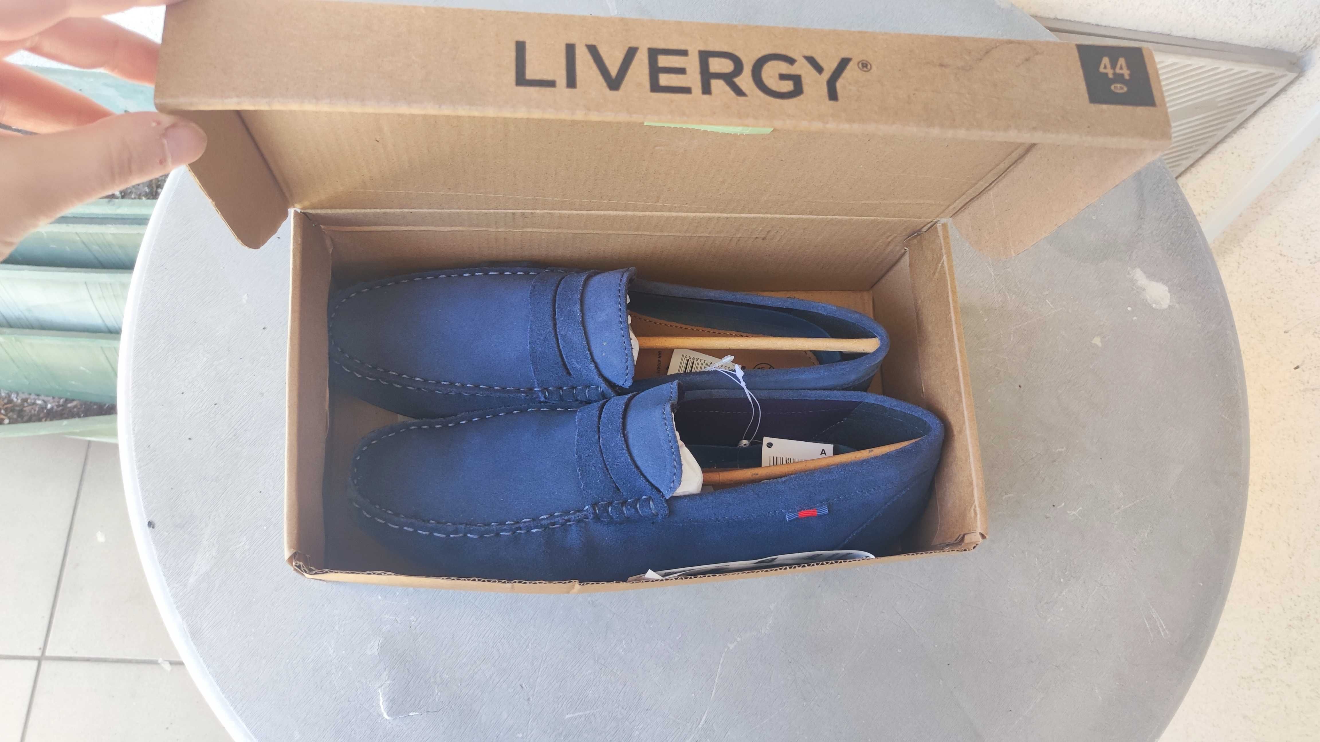 Mokasyny livergy Lidl 44 zamsz granatowe półbuty męskie