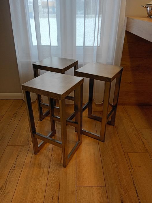 Hoker krzesło wysokie kuchenne popiel szary metal Glamour loft