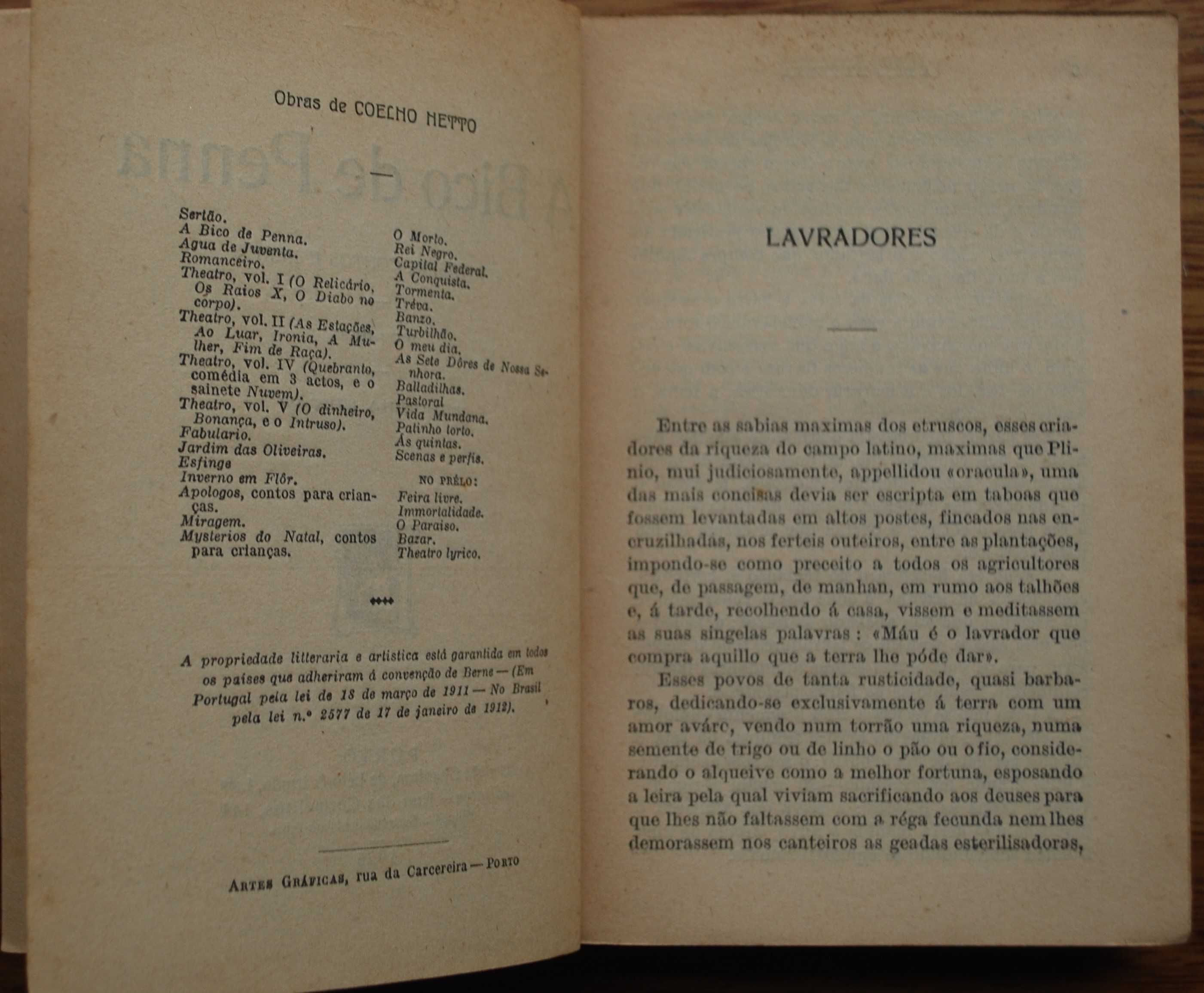 A Bico de Pena (1902/1903) de Coelho Netto - 1ª Edição 1925