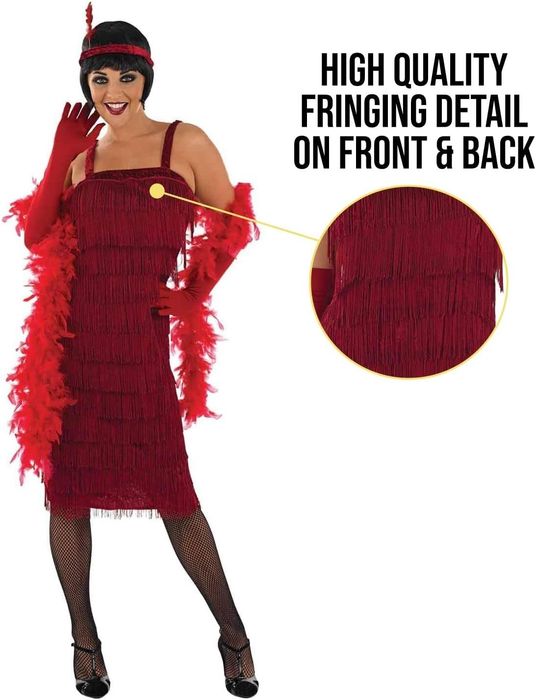 Strój flapper 20s czerwony - kostium damski Rozmiar Xl