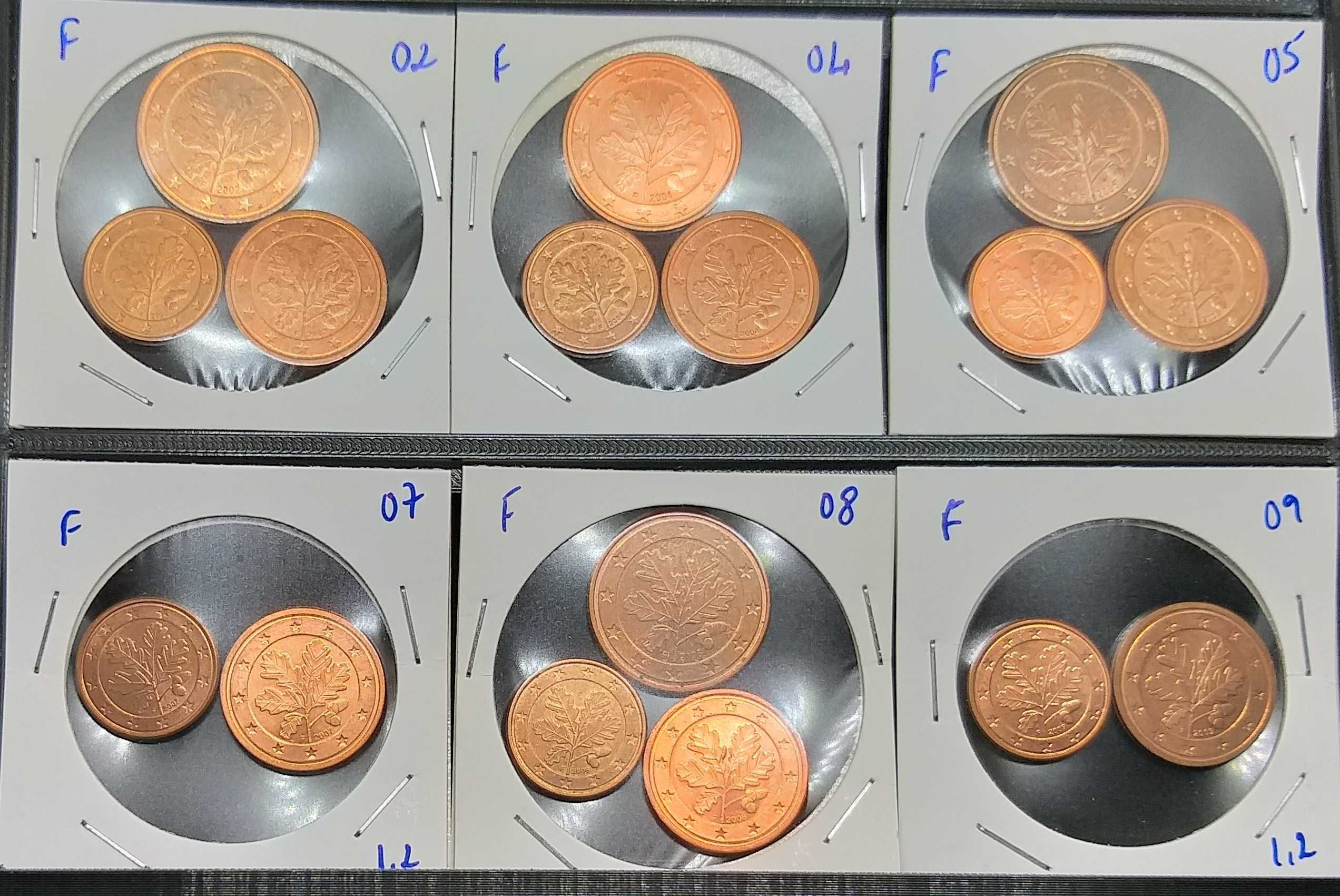 Lotes de moedas de 1,2e5 cêntimos de vários países