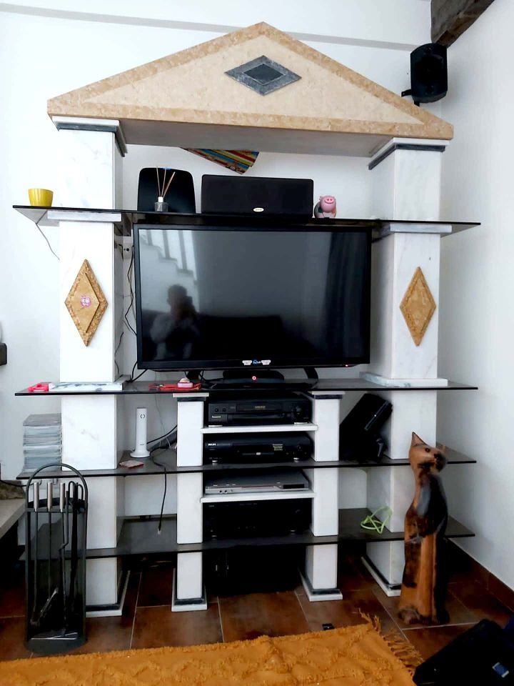 Mesa de sala e móvel de TV em Mármore