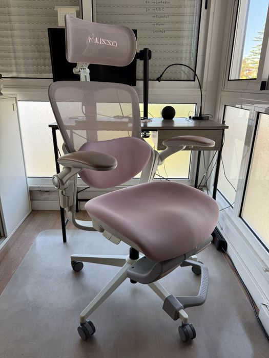 Cadeira ergonômica escritorio rosa