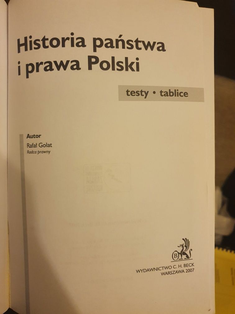 Ćwiczenia Becka - Historia Państwa i Prawa Polski R. Golat