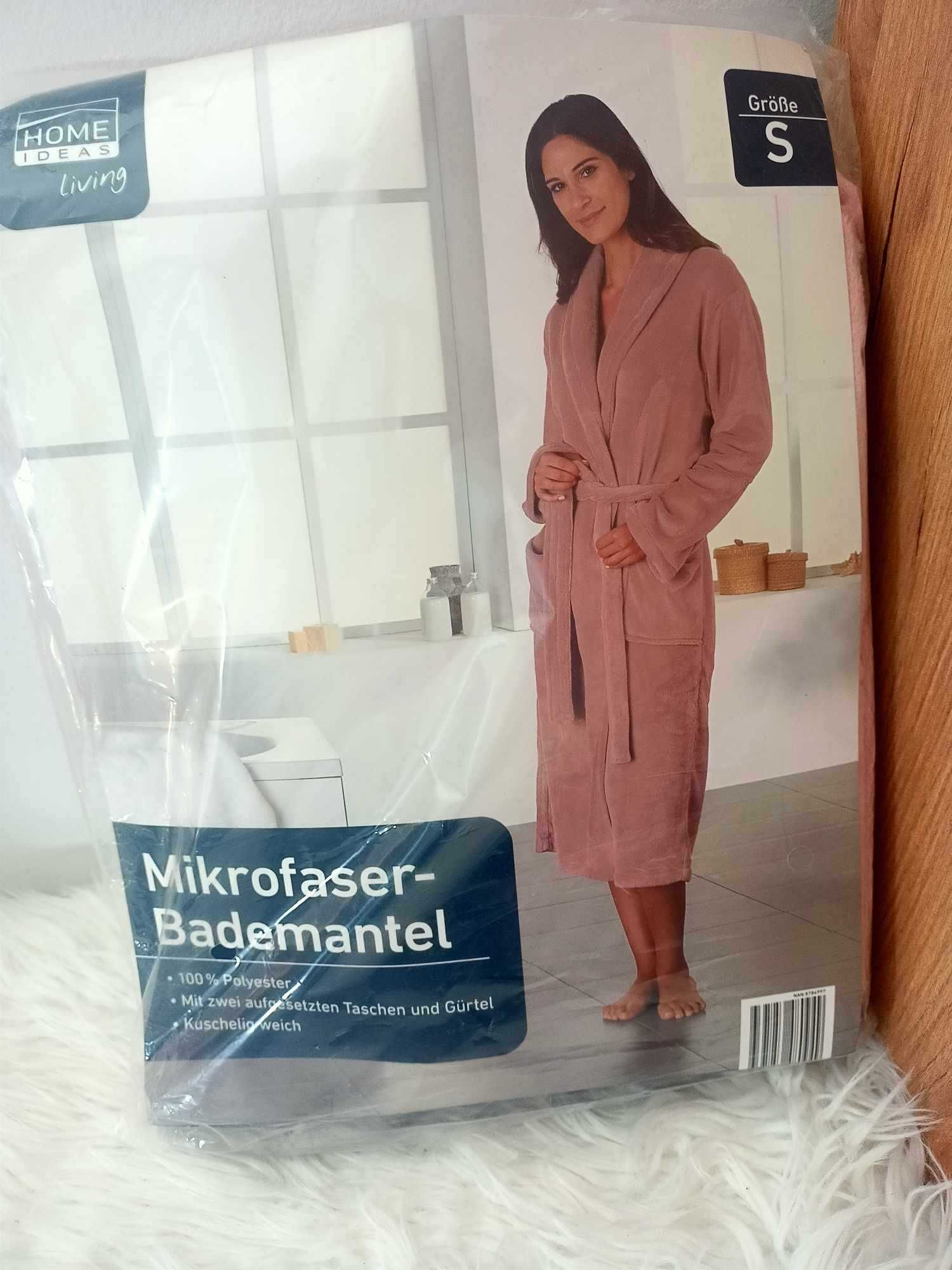 Szlafrok damski rozmiar S aksamitny mięciutki różowy