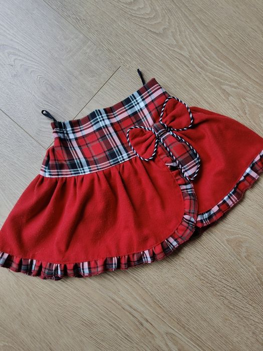 Spódniczka w kratkę czerwona dla dziewczynki 98
