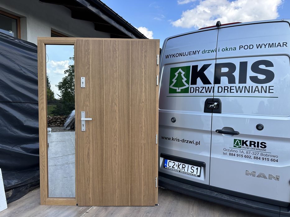 Drzwi zewnętrzne drewniane grube 10cm ze współczynnikiem Ciepła U-0,49