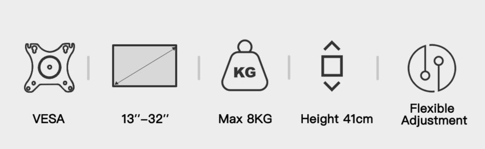 Uchwyt monitora na ramieniu 13''-32'' DO 8KG Huanuo HNCM15