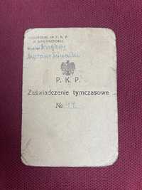 PKP Polskie Koleje Suwałki Zaświadczenie 1945