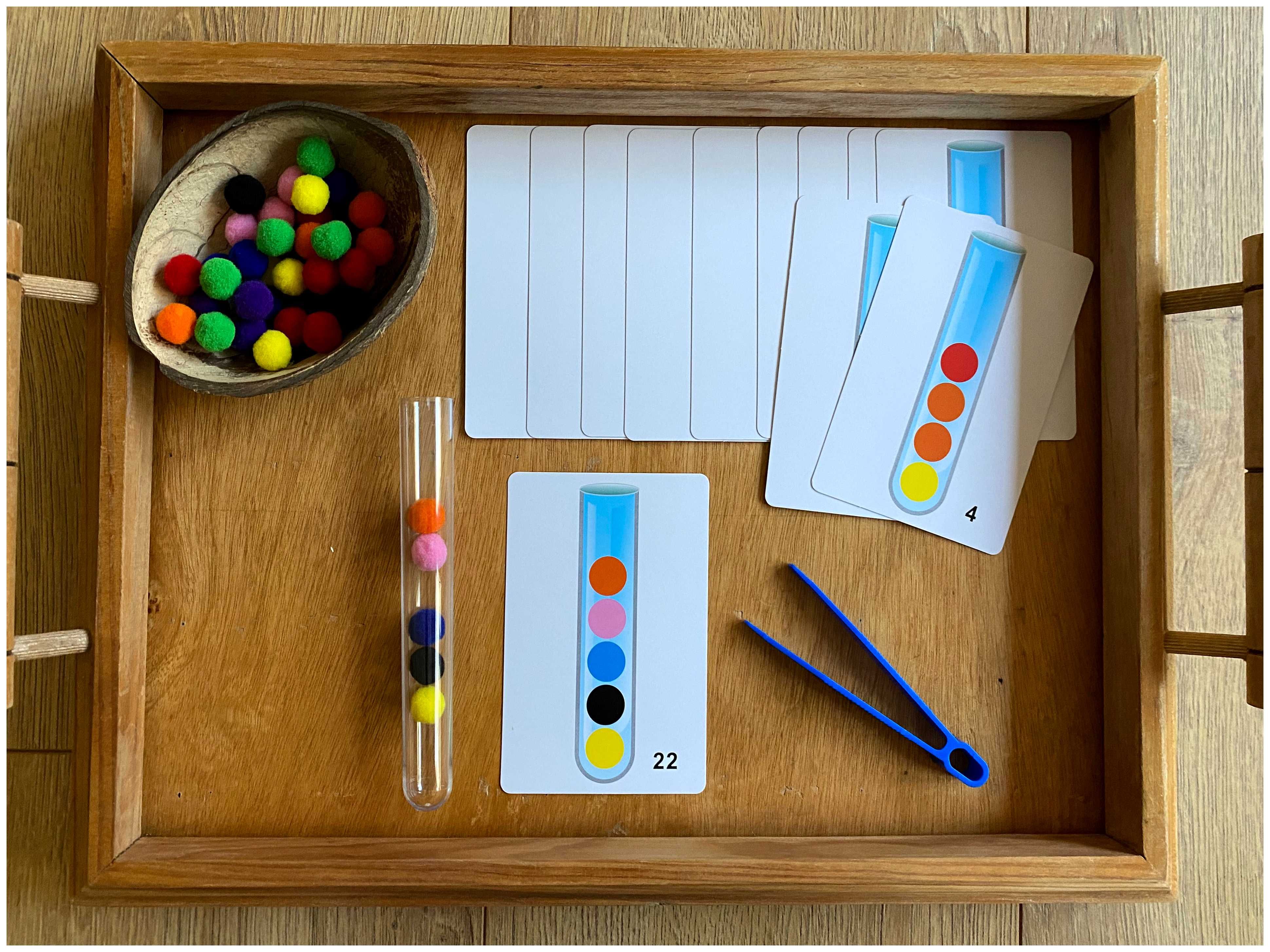 Conjunto Montessori - Tubo e Pompons