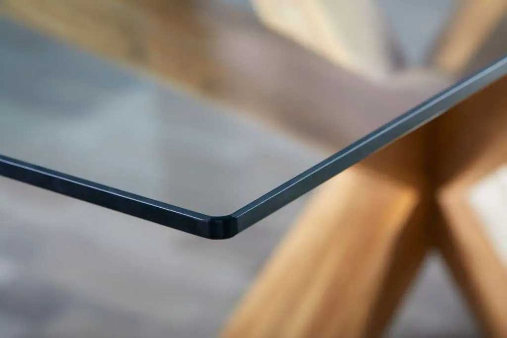 Mesa de vidro 90x160  - evidro e efeito madeira carvalho - NOVA