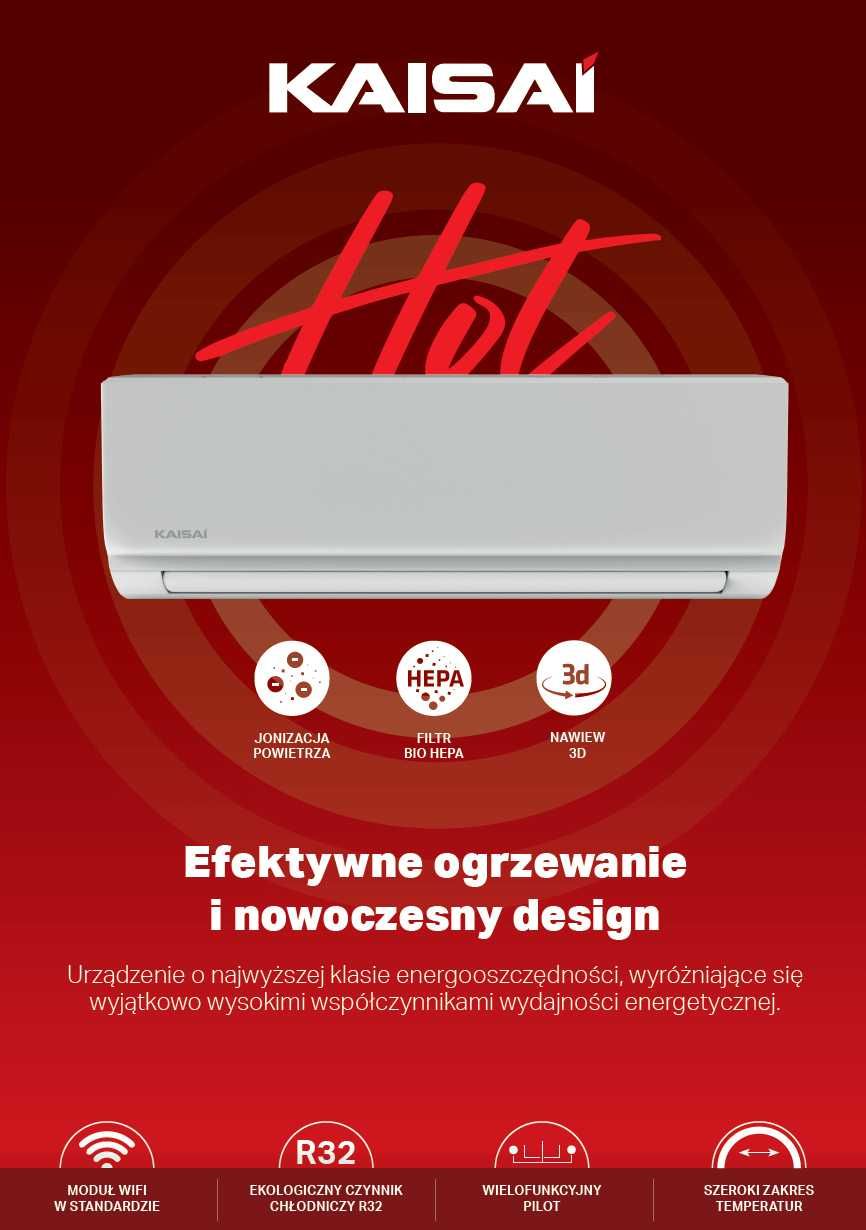 Klimatyzacja KAISAI HOT 3,5kW klimatyzator chłodzenie / grzanie