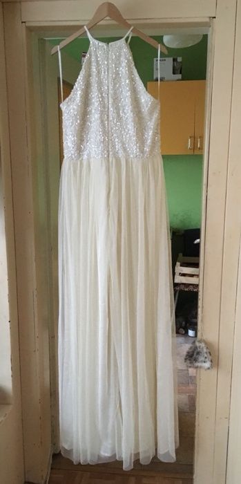 Piękna sukienka (ślubna) ecru kremowa Maya Tall Maxi 40 ASOS Nowa