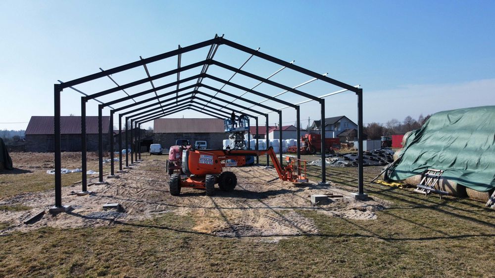 Konstrukcja hali 12x20, Konstrukcje stalowe, Hale stalowe, Hala