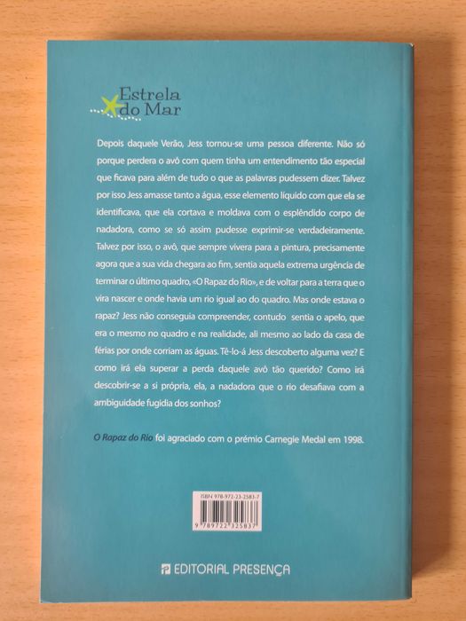 Livro juvenil "O Rapaz do Rio" de Tim Bowler