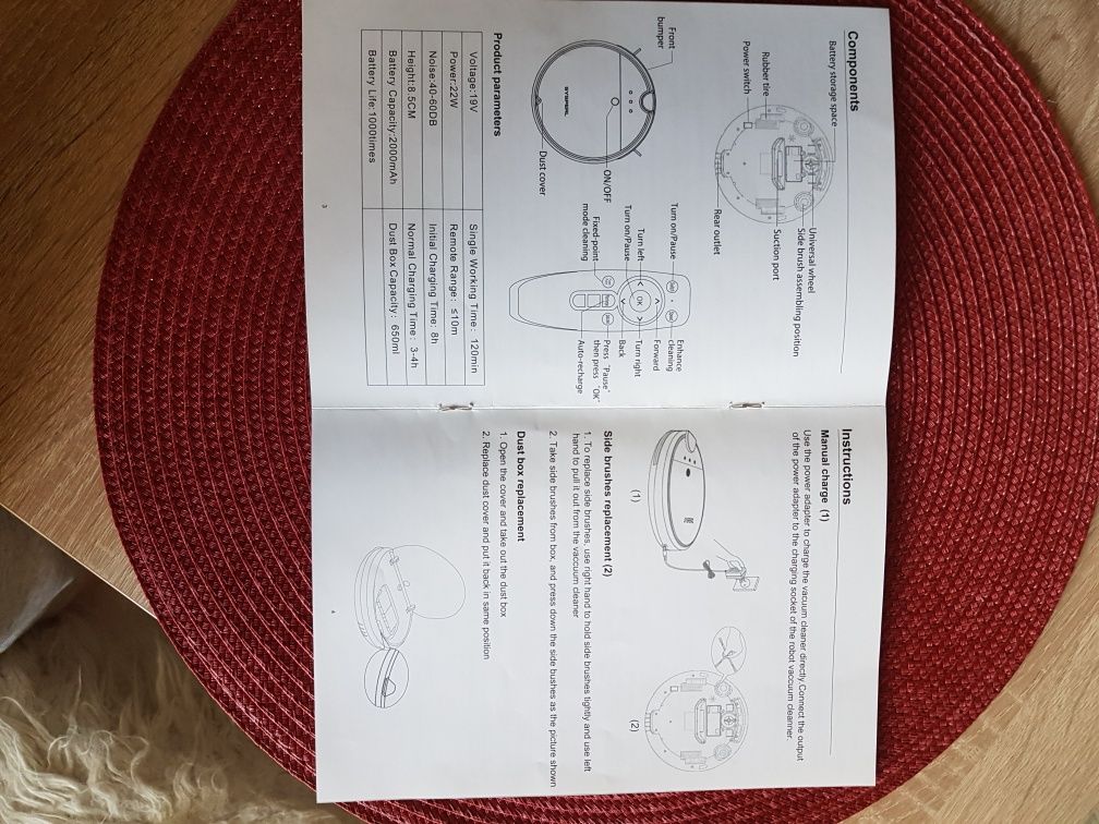Robot Vacuum Cleaner SYSPERL V10 Instruktorom Manuaal