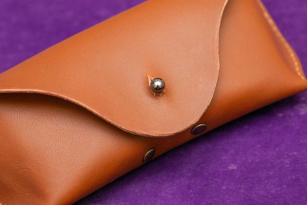 Чехол футляр для очков, кожа, ручная работа