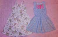 Zestaw 2 letnich bawełnianych sukienek dla dziewczynki / r.122