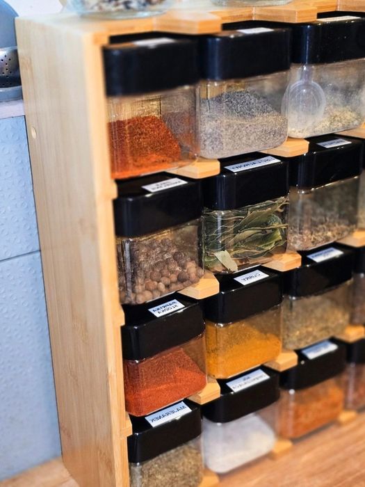 Przyprawnik Bambusowy Słoiczki Nowy Organizer na Przyprawy Stojak