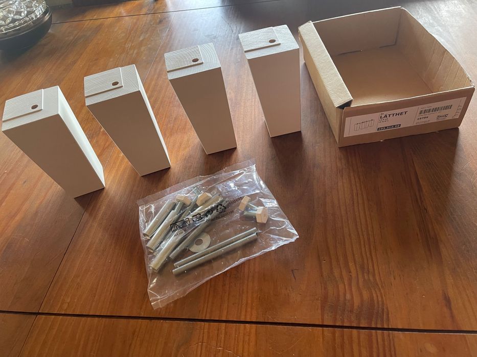 LÄTTHET - 4 pés brancos para móveis  / madeira, 11 cm IKEA