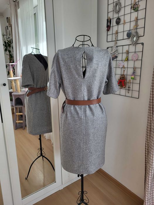 Massimo Dutti 38 szara sukienka wełna