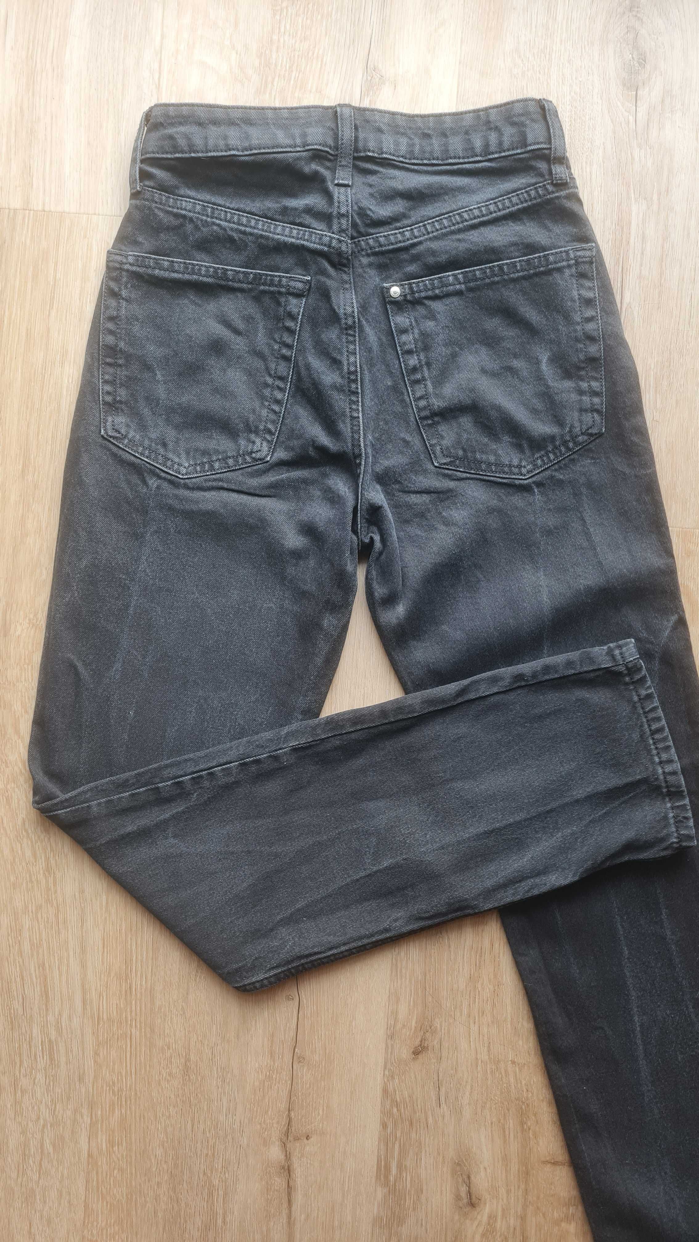Spodnie jeansowe czarne High Waist Vintage Straight prosta nogawka