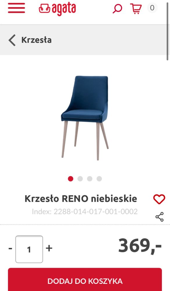 Krzeslo welurowe Reno Agata Meble