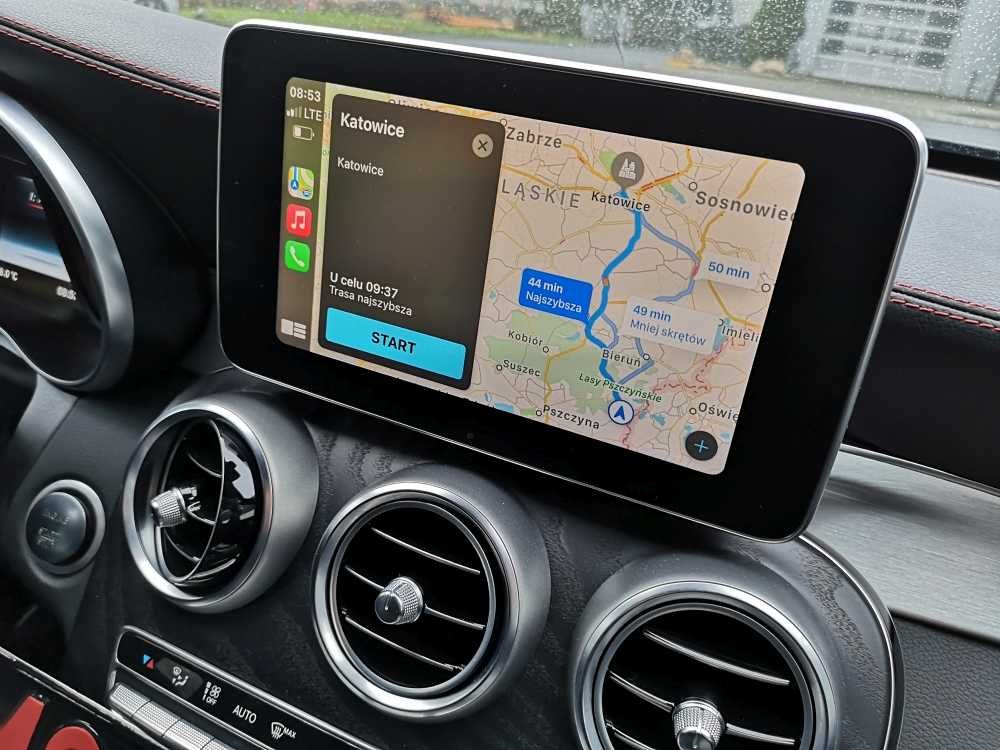 Carplay mercedes google maps iphone android auto na Fabrycznym ekranie