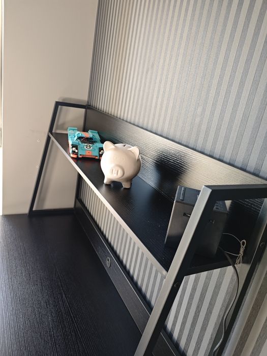 Czarne biurko z szufladami blat 120cm z półką