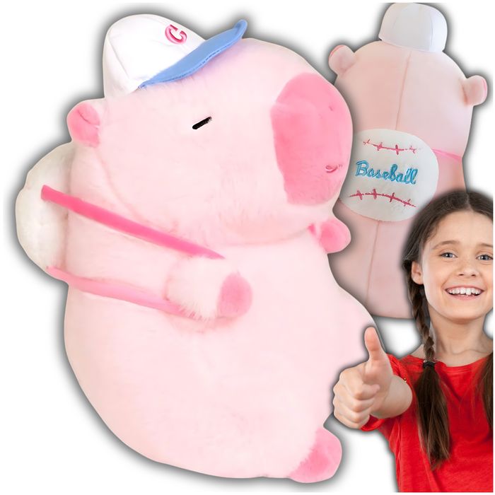 Pluszowa Maskotka Kapibara Plecakiem Sportowiec Tenis Baseball 35Cm