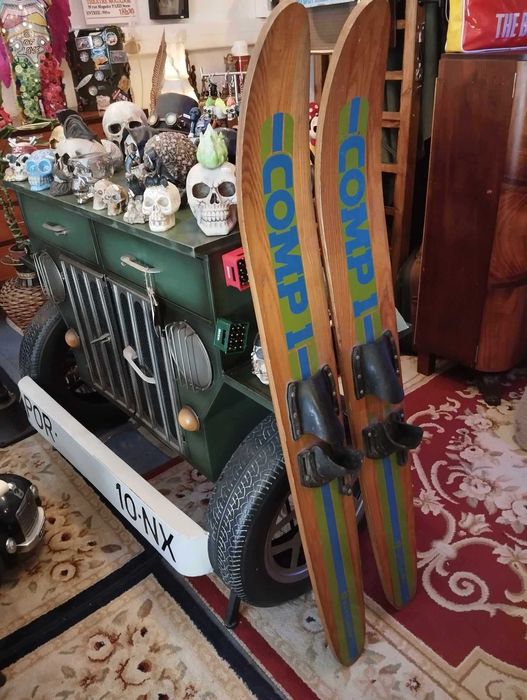 Skis Aquàticos Vintage Em Madeira