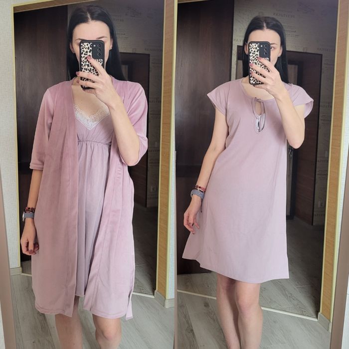 Набір на пологи. Сорочка для годування та халат