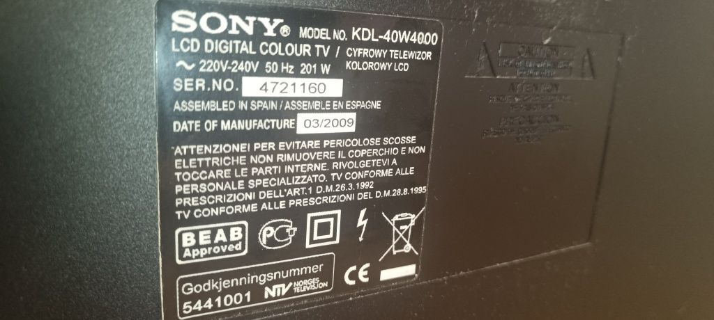 Telewizor LCD  Sony Bravia KDL-40w4000