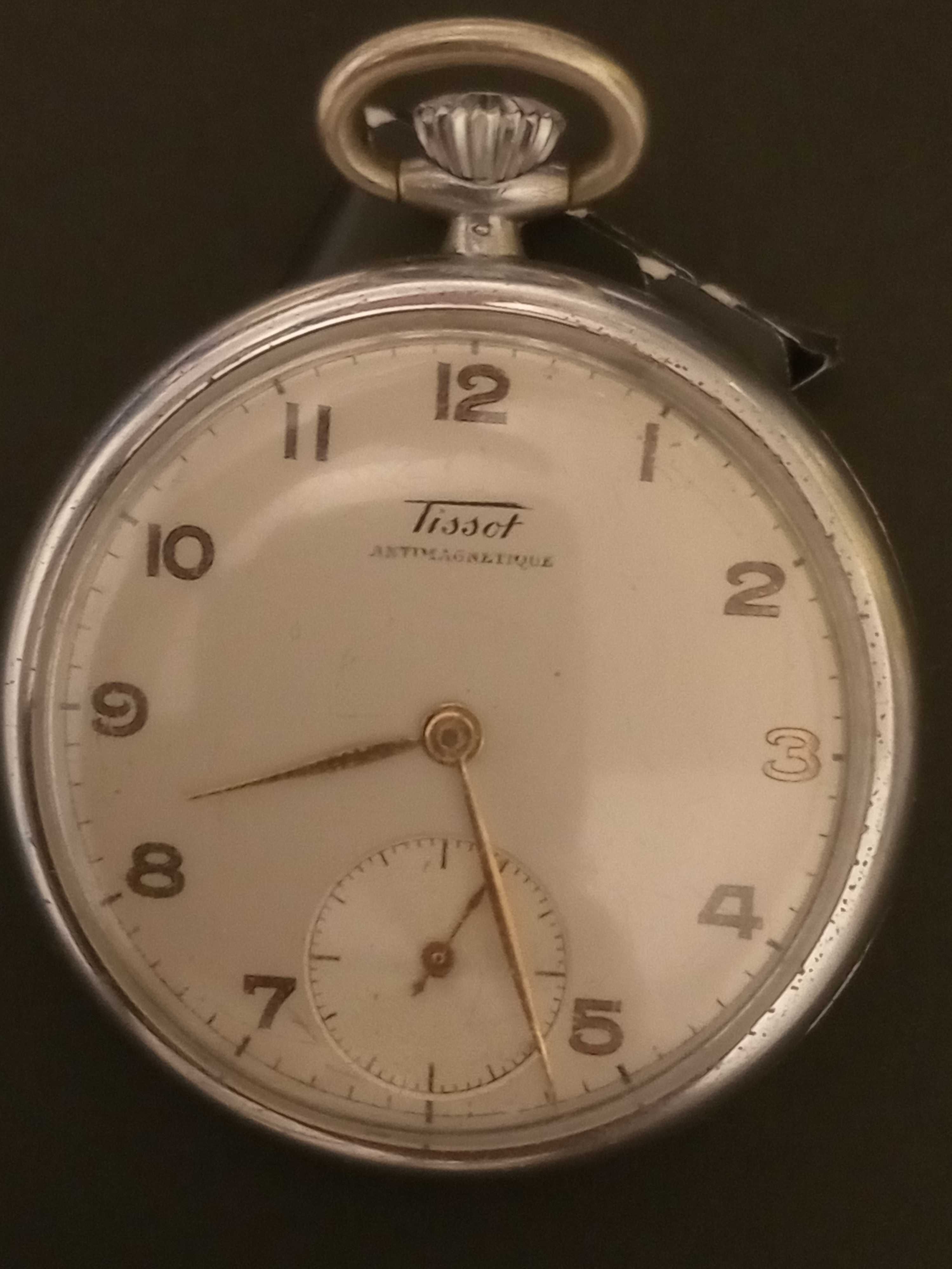 Relógio bolso tissot Antimagnetique antigo a funcionar em bom estado