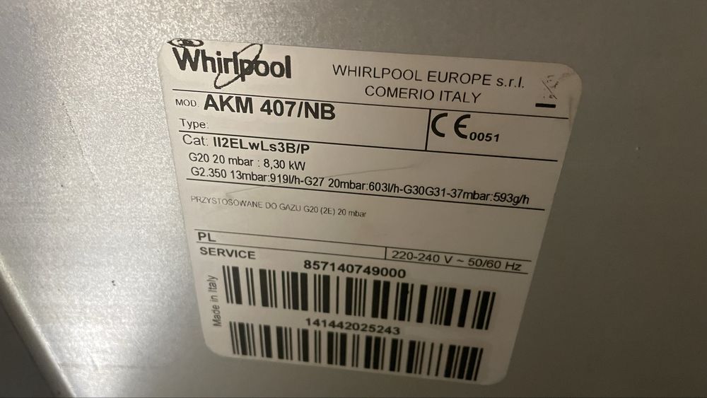 Płyta gazowa na szkle ceramicznym Whirlpool AKM 407/NB