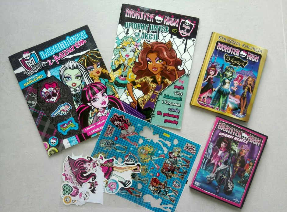 Monster High filmy DVD książki + naklejki gratis