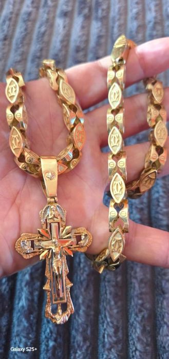Nowy!! Cartier Łańcuch+Krzyż razem 148gr. Dł.63cm szer.0,8. Próba 585