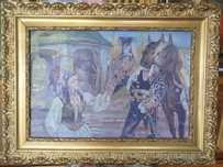 Jerzy Kossak – Ułan i dziewczyna, oryginał, pieczęć, 41×61 cm”