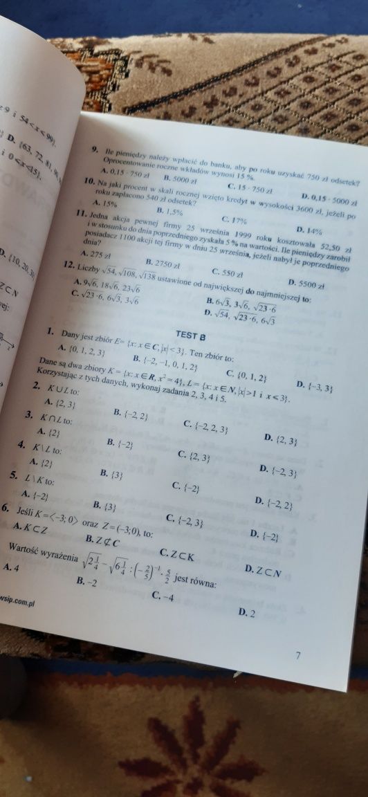 Sprawdziany dla gimnazjalistów 3 Matematyka wokół nas wsip