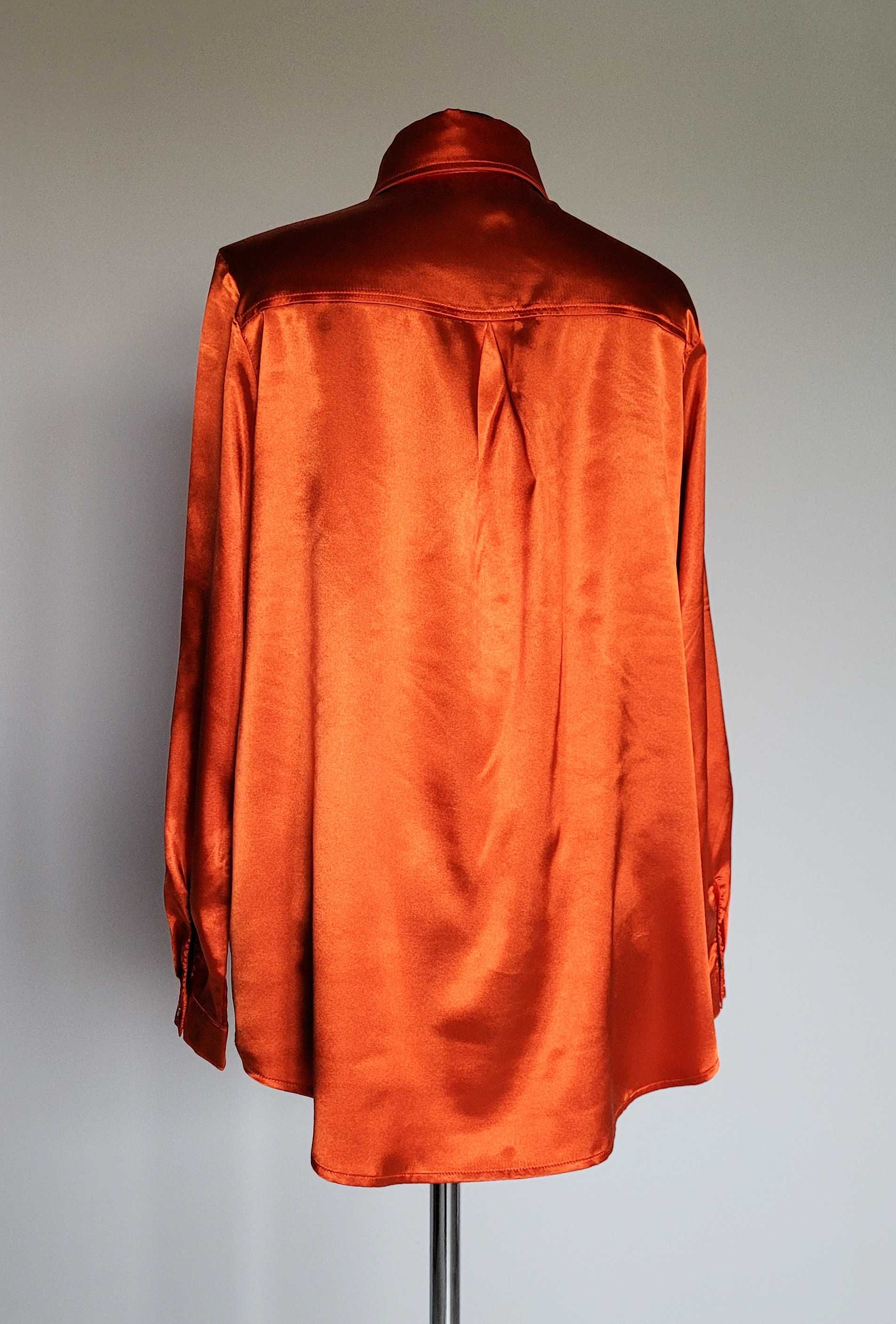 Satynowa pomarańczowa bluzka PrettyLittleThing XS/S/M