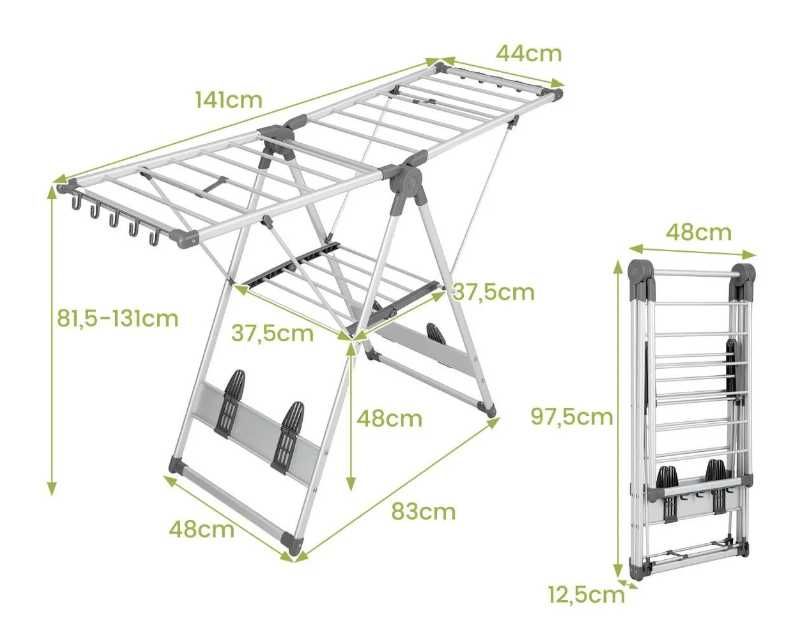 Składana Suszarka do ubrań 5-poziomowa z regulacją wysokości