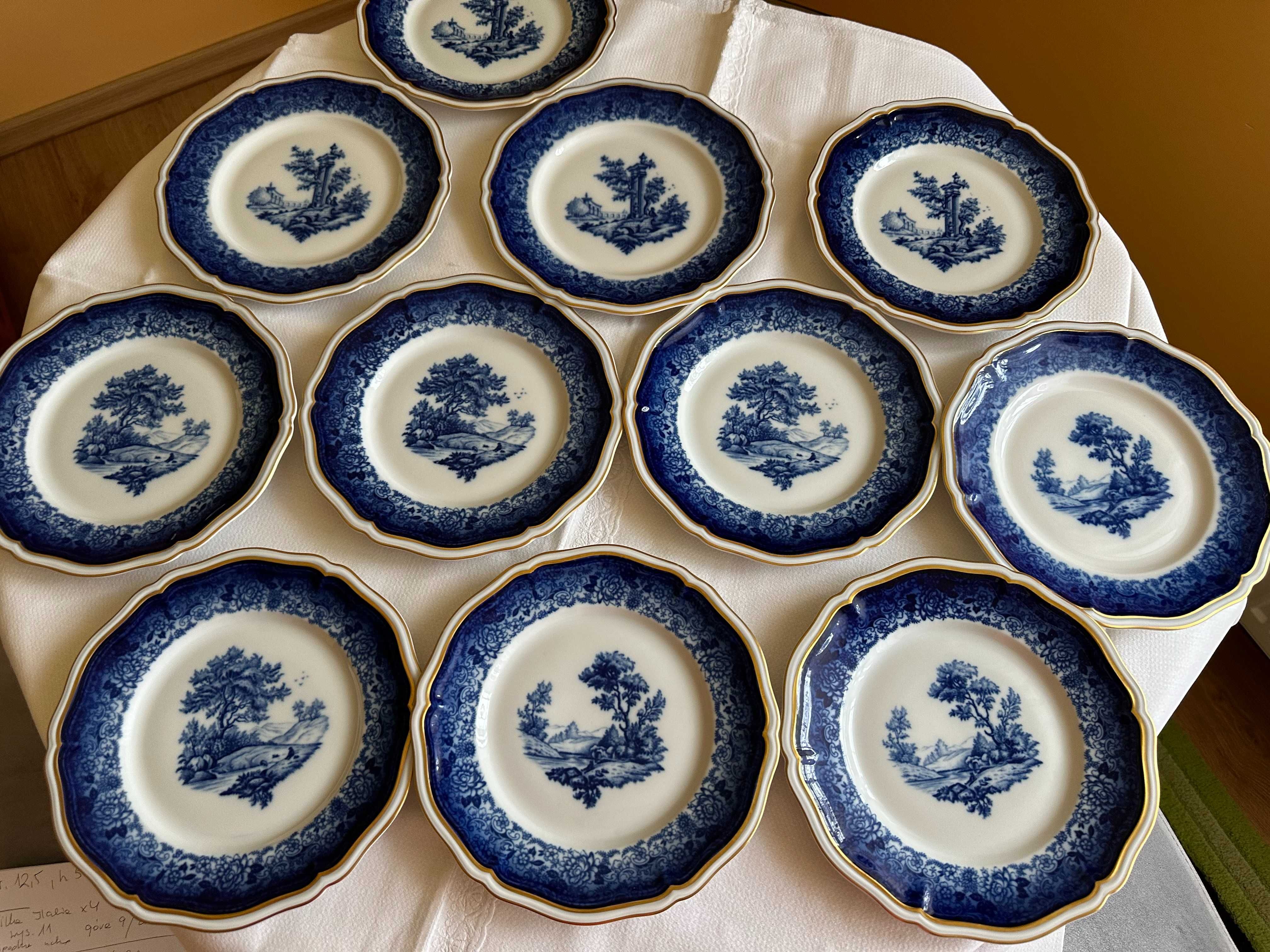 Rosenthal Chippendale kobaltowe talerzyki przystawkowe duże 11 sztuk