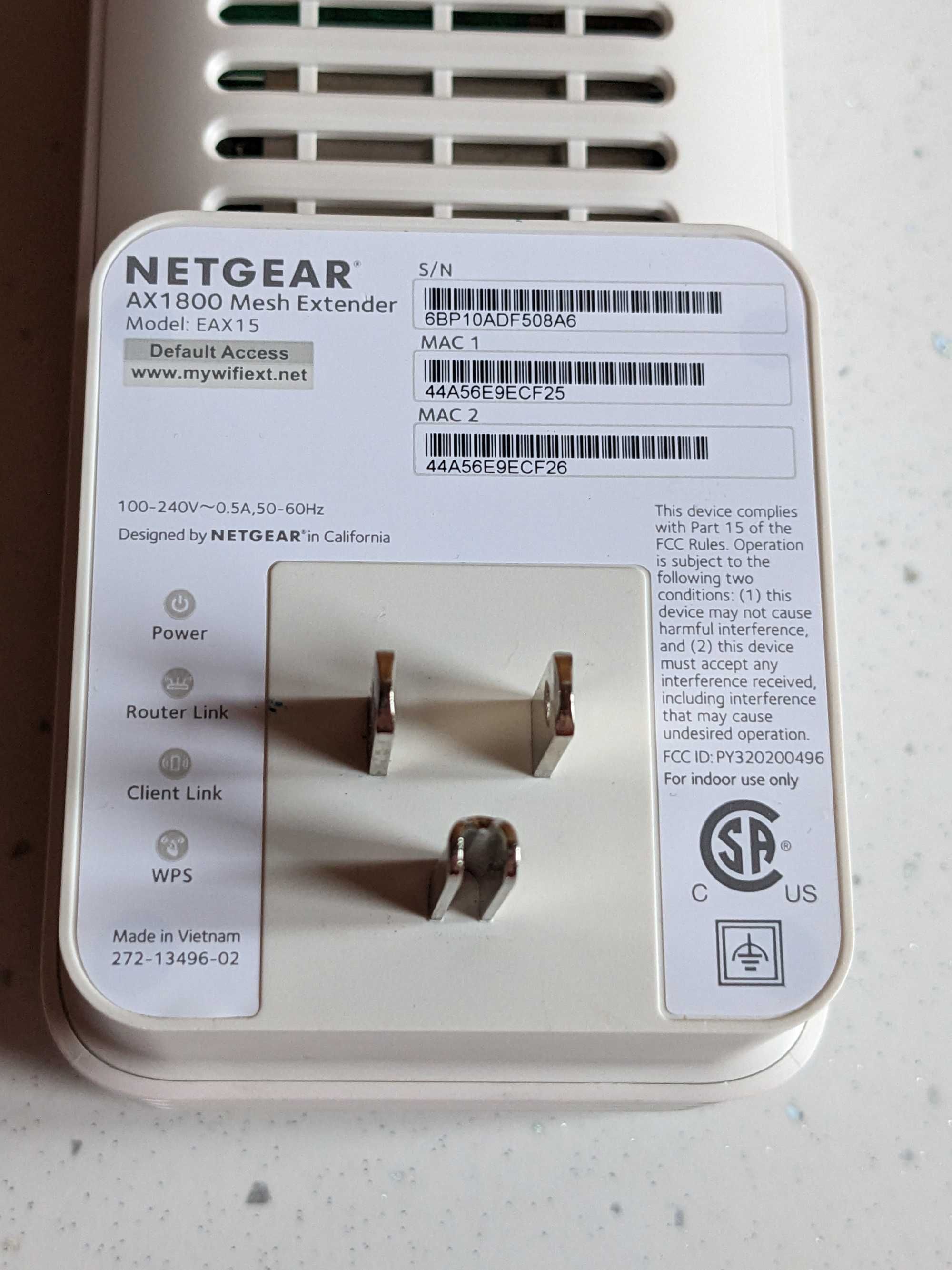 Netgear EAX15 WiFi 6 Mesh Extender