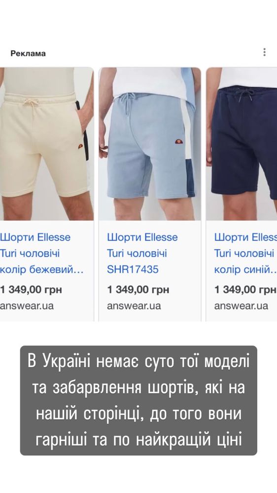 ОРИГИНАЛ чоловічі шорти Ellesse Turi оригінал Еліс Еллесе Еллис Елис