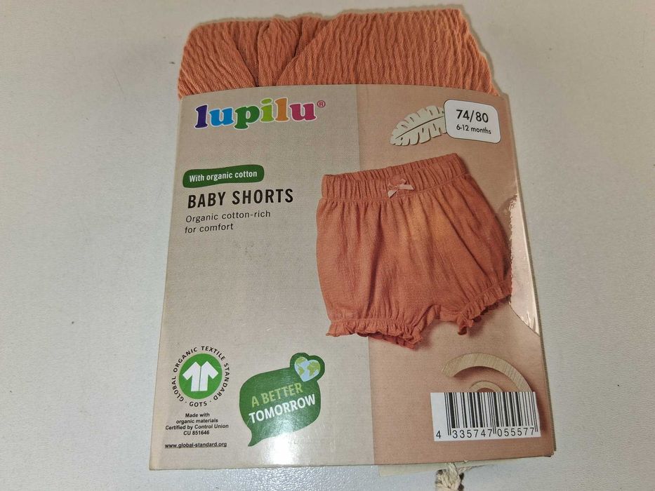 A180 Lupilu Bawełniane Szorty Niemowlęce Krótkie Spodenki 74/80