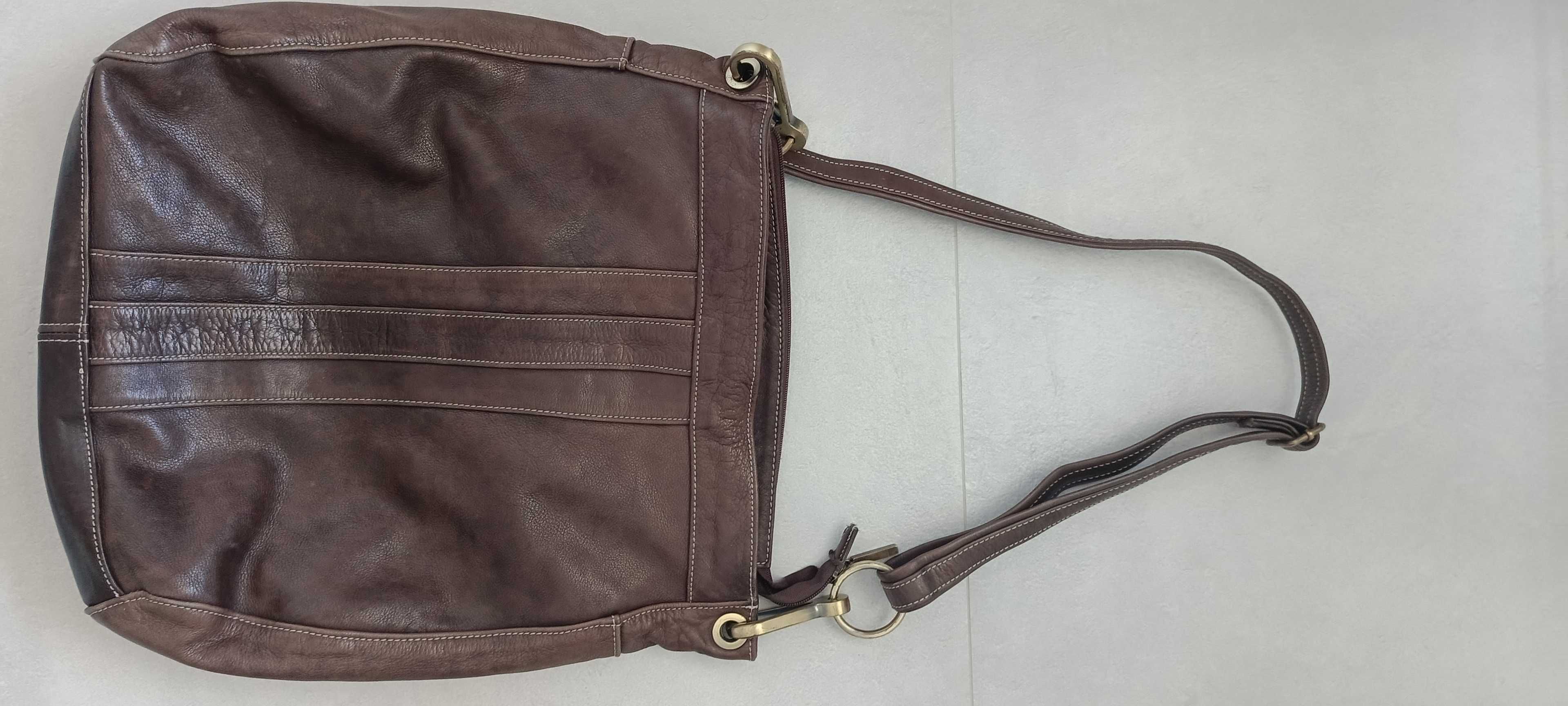 VERA PELLE, Made In Italy, duża torba damska, listonoszka / worek