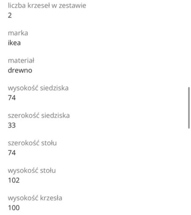Ikea Norråker stół + 2 krzesła