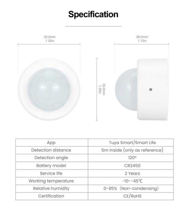 Sensor de Movimento (PIR) 360º – ZIGBEE