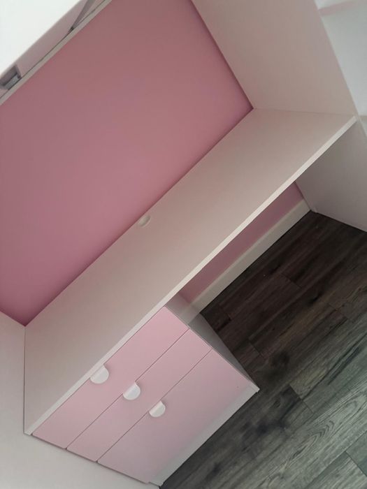 Łóżko piętrowe z biurkiem i szafą ikea smastad