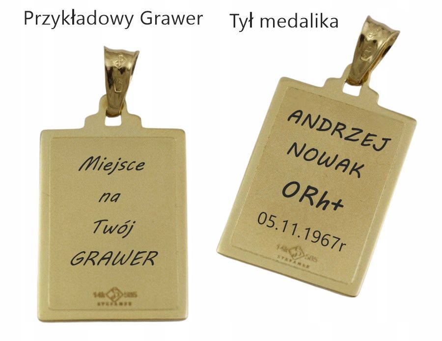 Złoty Duży Medalik Pełny Matka Boska GRAWER GRATIS
